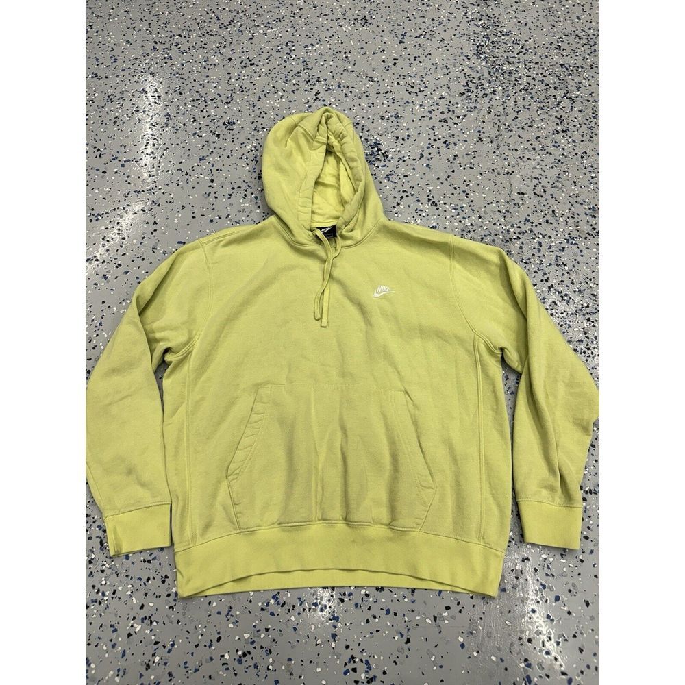 Vintage Nike Hoodie Mens‎ L Yellow Sweatshirt Swoosh Embroidered Check Sweater